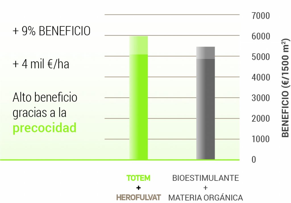 El beneficio de Totem es del 9% en comparación con otro bioestimulante